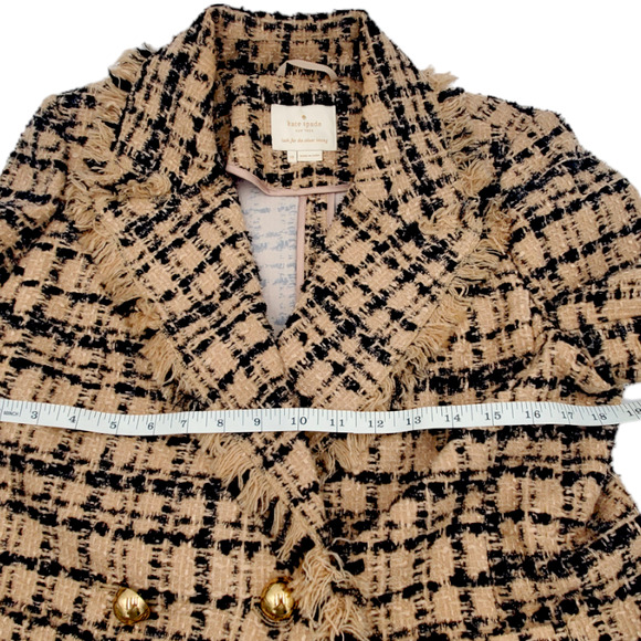 kate spade Beige and Black Tweed Fringed Blazer - Picture 9 of 11
